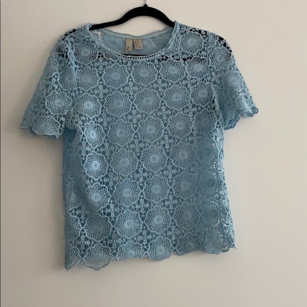 Light blue lace blouse